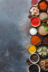 Obraz na płótnie Canvas Set of various spices and herbs