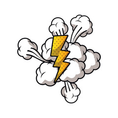 speech bubble with cloud and thunder isolated icon