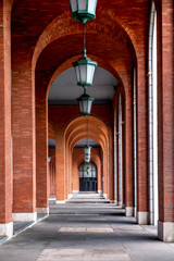 Fototapeta premium corridor with columns in principal street of MAdrid named la castellana