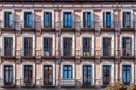 facades of classic building in downtown in madrid spain