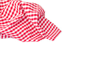 
Red checked fabric isolated on white background