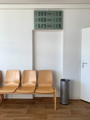 Waiting room with scoreboard in the offices. Concept: Office and service