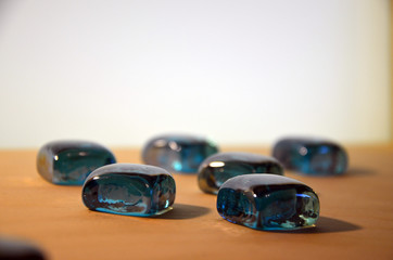 Decorative blue glass stones