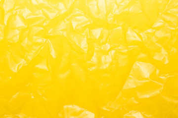 Wrinkled yellow plastic sheet for background or text