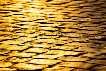 Cobblestones of the Red Square in Moscow lit by the sun