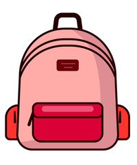 Backpack icon vector illustration. Backpack in a flat style. Vector illustration. School bag.Travel, camping or hiking. Tourism. Luggage.