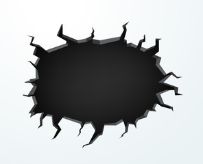 Hole in a wall vector illustration. Broken wall concept
