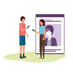 couple with social network profile avatar character