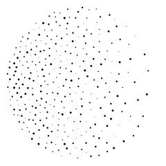 Elegant pattern with black polka dots of small and large scale. 