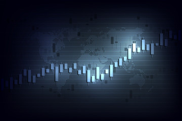 Stock market graph or forex trading chart for business and financial concepts, reports and investment on dark background . Vector illustration