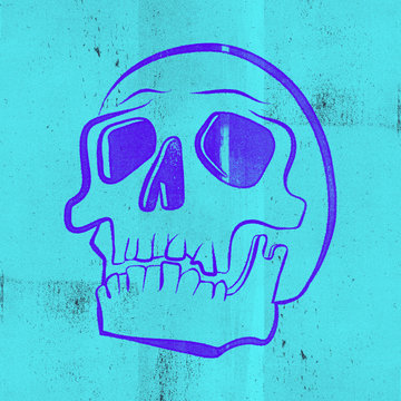 Graphic Skull with distress Blue