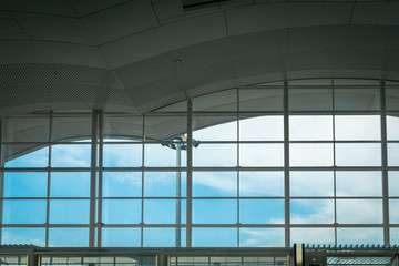 Airport window in departure terminal  
 - for design use