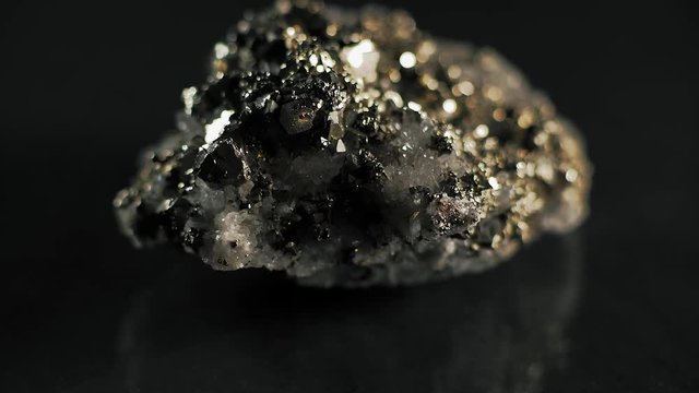 Macro, Mineral Quartz texture on black background