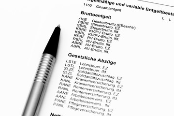 Entgeltabrechnung mit gesetzlichen Abz&uuml;gen