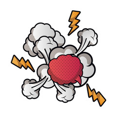 speech bubble with cloud and thunder isolated icon