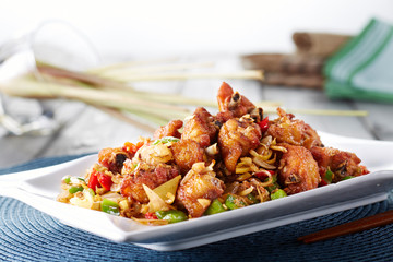 Delicious Chinese food, fried chicken with Citronella

