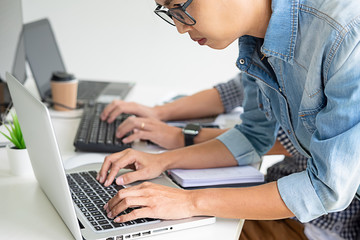 Fototapeta premium Programmer working in a software development and coding technologies. Website design.Technology concept.