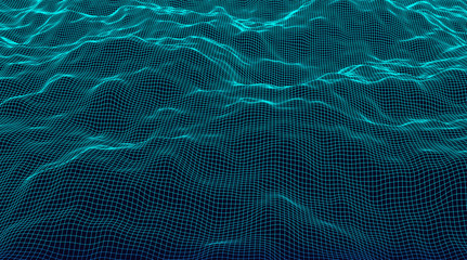 Wireframe landscape background. Futuristic vector illustration.