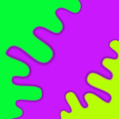 Colored paper waves, abstract, geometric background texture layers of depth in shades of purple, UFO green, yellow. Paper cut style. Vector EPS 10 illustration.