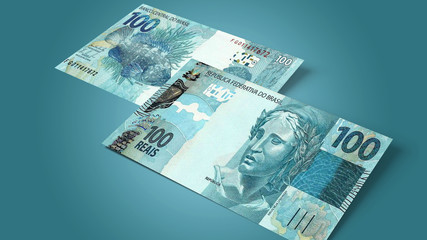 Frente e verso da cédula de 100 Reais (Brasil)