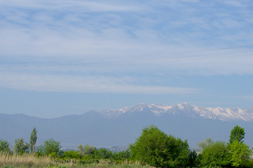 landscape with blue sky and clouds