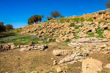 Fototapeta na wymiar Ruin of ancient town near Valley of Temples, Agrigento, Sicily, Italy.