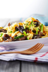 Delicious Chinese food, fried eggs with fungus

