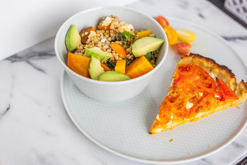 Sorghum with Avocado and Tomato Tart