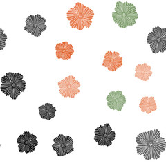 Light Green, Red vector seamless abstract backdrop with flowers.