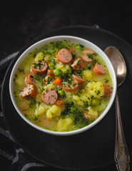 stew with fresh vegetables and sausages