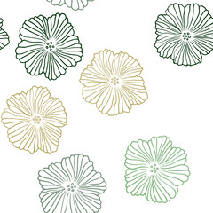 Dark Green, Red vector seamless elegant wallpaper with flowers.