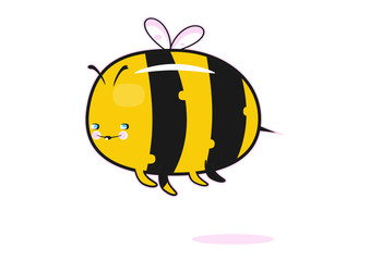 Kawaii bee. Bee in cheerful colors in the Japanese kawaii style. Flat vector.