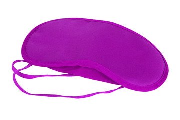 Pink sleeping eye mask, isolated on white background.