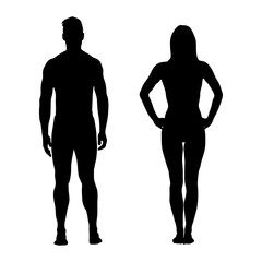 silhouettes of man and woman vector