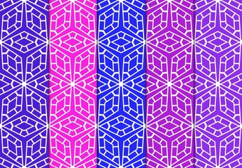 Set of Seamless Geometrical Pattern. Vector Illustration. For Design, Wallpaper, Fashion Print. Blue, red, purple color