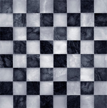 Black and white marble chessboard