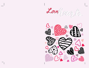 Valentines day card with Decorative doodle hearts