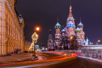 saint basil's cathedral in winter time in moscow russia. One of the most beautiful places in the world.