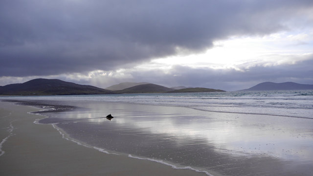 Strandwanderung Luskentyre, Isle of Harris, Outer Hebrides, Schottland