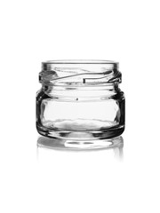 empty glass jar of a flat form isolated on a white background