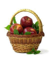 Autumn. Summer. organic apples in a basket. Vitamins. The concept of a healthy diet and lifestyle. Isolated.