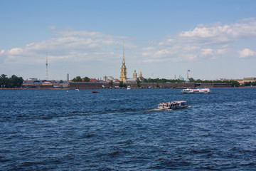 Peter and Paul Fortress, Нева, Санкт-Петербург, речной трамвайчик