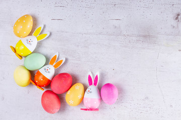 Easter scene with colored eggs