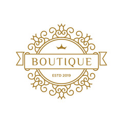 Boutique luxury logo design inspiration in gold color isolated on white white background