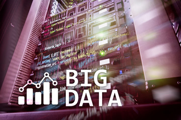 Big data analysing server. Internet and technology.