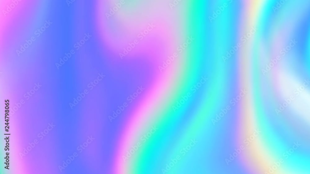 Poster loop of iridescent holographic texture with gradient neon and pastel colors.