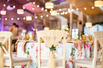 Chair decorated with baige lace
