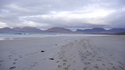 Strandwanderung Luskentyre, Isle of Harris, Outer Hebrides, Schottland