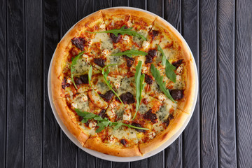 Pizza with various kinds of cheese