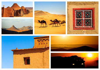 Collage of beautiful landscapes of the Moroccan desert.